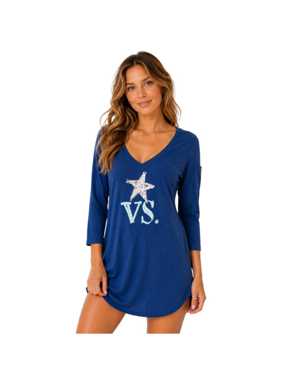 Victoria’s Secret Blue VS Graphic Sleep Shirt Nightgown Small Retro Y2K
